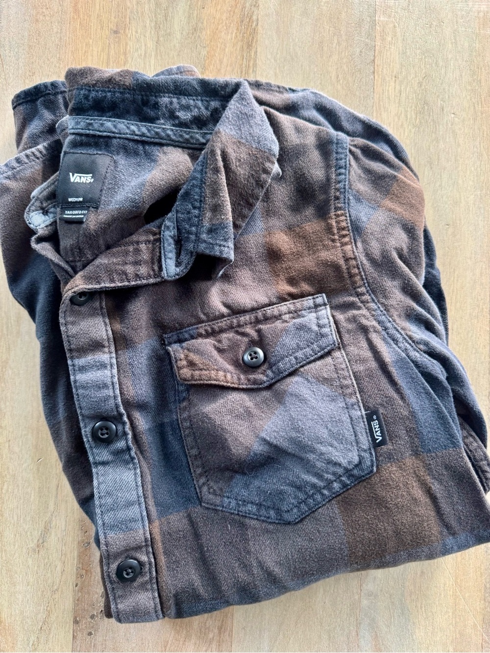Vans Black and Brown Plaid Flannel Shirt